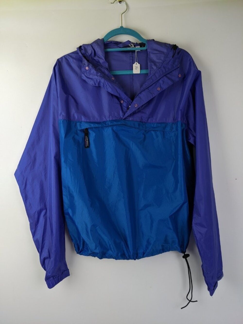 PATAGONIA Vintage Anorak Windbreaker Hood Pocket Jacket Blue Mens Size Small